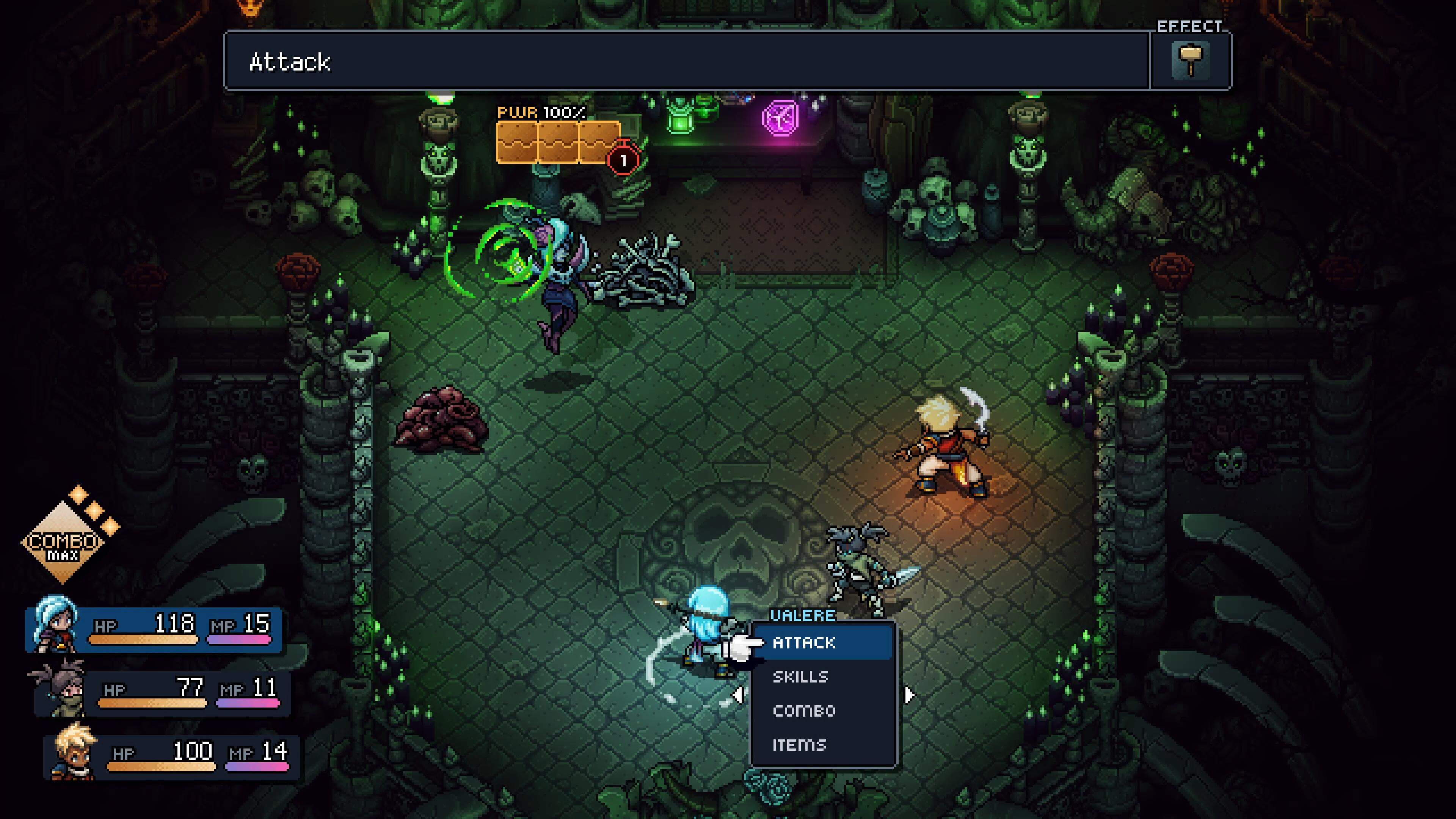 Here the boss prepares an attack, but we don't know any of the locks yet so it would have to be a hell of a lucky guess to break all three with a single attack